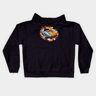 Sports Car Cartoon Illustration Kids Hoodie